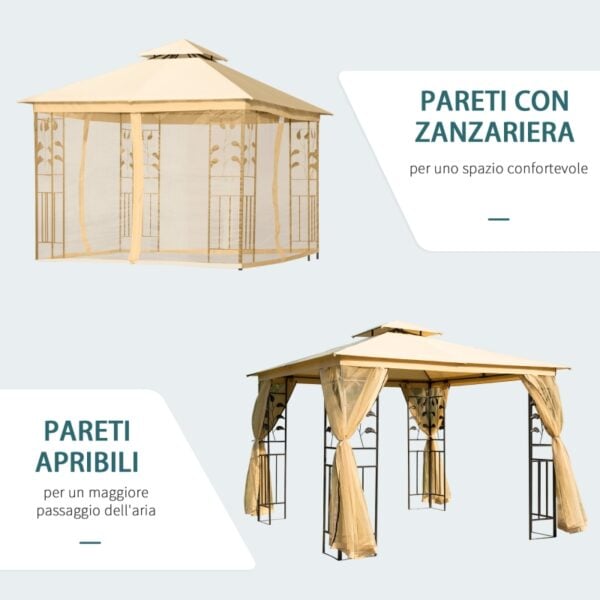 Gazebo da giardino di lusso Tendone da giardino 3x3 m