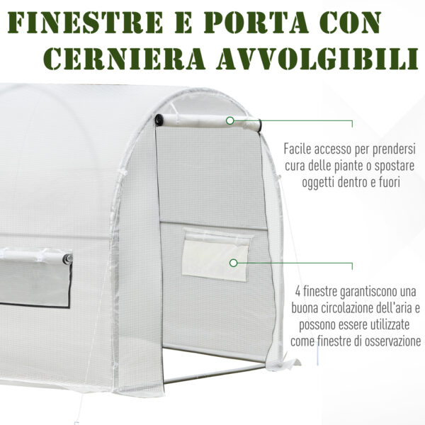 Serra a Tunnel per Giardino e Orto 2 Porte, Acciaio e Copertura in PE 3x2x1.9m