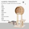 Albero Tiragraffi per Gatti fino a 5kg con Cuccia e Rivestimento in Peluche 48x40x100cm Beige