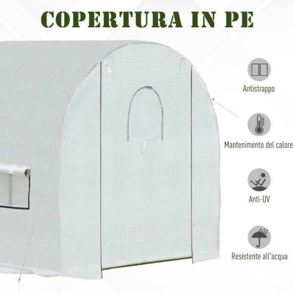 Serra a Tunnel per Giardino e Orto 2 Porte, Acciaio e Copertura in PE 3x2x1.9m