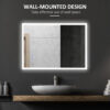 Specchio Bagno con Luce LED 70x50 cm, Specchiera con Funzione Anti-Appannamento e Tasti Touch