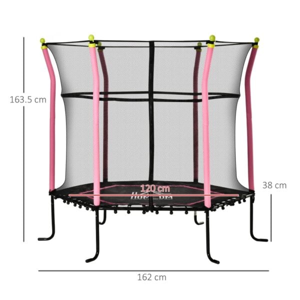 Tappeto Elastico per Bambini 3-10 Anni con Rete di Sicurezza e Corde Elastiche, Φ161x163cm