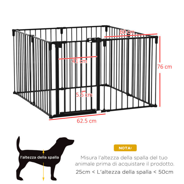 Cancelletto di Sicurezza Pieghevole 8 Sezioni, Cancellino Barriera per Cani in Acciaio - Nero