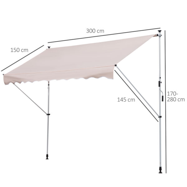 Tenda da Sole Avvolgibile Autoportante Beige 300×150cm