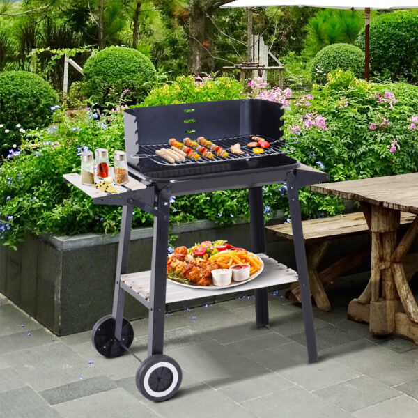 Griglia a Carbone Barbecue Picnic Altezza regolabile Nero 87x 45 x 83 cm