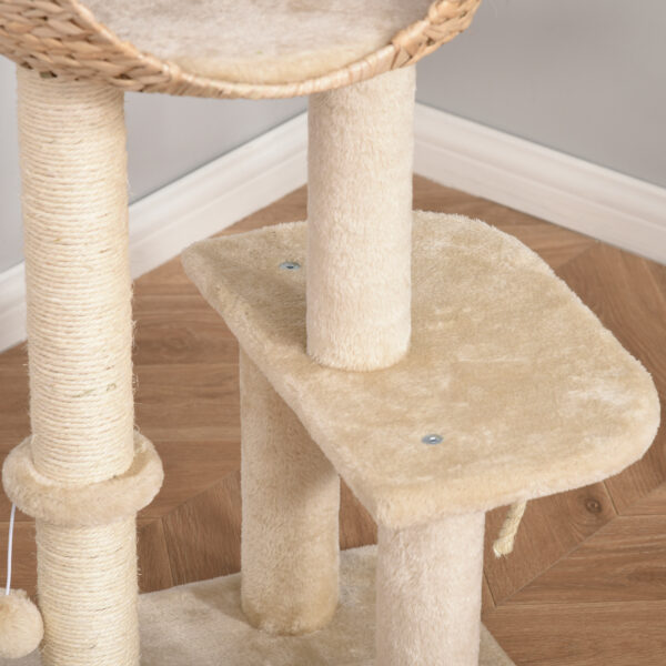 Albero Tiragraffi per Gatti fino a 5kg con Cuccia e Rivestimento in Peluche 48x40x100cm Beige