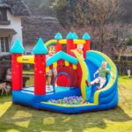 Castello Gonfiabile 4 in 1 per Bimbi 3-8 Anni con Scivolo e Piscina, 290x270x230cm