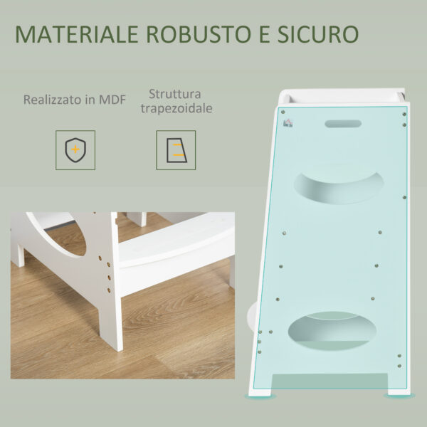 Torre Montessoriana per Bambini, Learning Tower con Altezza Regolabile in MDF, Bianco