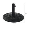 Base per Ombrellone Rotonda in Plastica da 13kg per Pali da 35-38-48mm, Nero