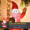 Babbo Natale Gonfiabile Impermeabile da Esterno con Luci a LED 120cm - Rosso