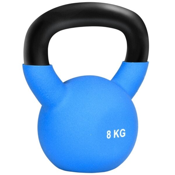 Kettlebell 8 kg per Allenamento Bicipiti e Spalle in Metallo e Neoprene, 18x11x20cm, Blu