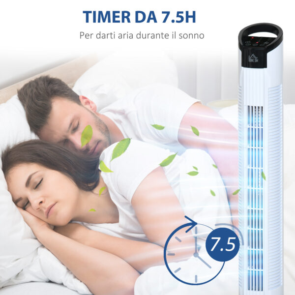 Ventilatore a Colonna con Telecomando a 5m, Oscillante 70°, 3 Funzioni e 3 Velocità, Schermo LED e Timer 7.5h, 50W, Ф20x78.5cm