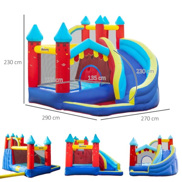 Castello Gonfiabile 4 in 1 per Bimbi 3-8 Anni con Scivolo e Piscina, 290x270x230cm