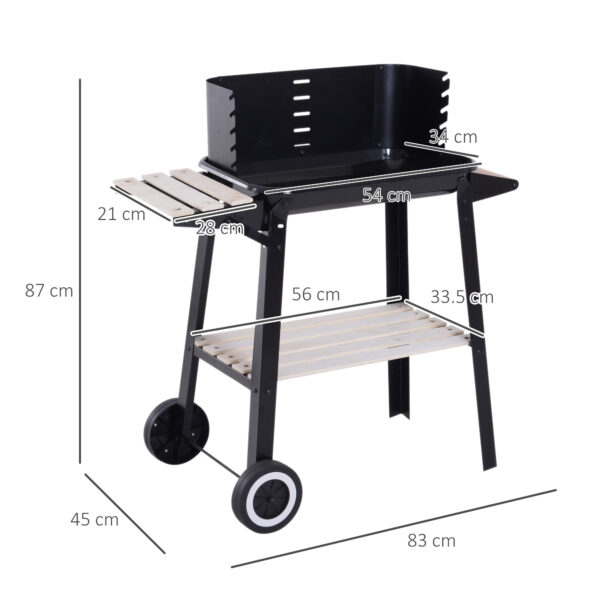 Griglia a Carbone Barbecue Picnic Altezza regolabile Nero 87x 45 x 83 cm