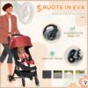 Passeggino per Bambini 0-36 Mesi con Tettuccio, Design Pieghevole e Cesto Portaoggetti, Leggero, Rosso e Nero