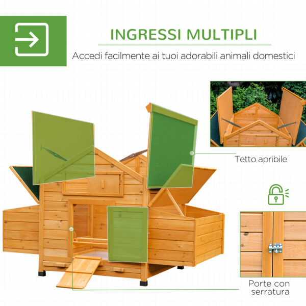 Pollaio Gabbia per Galline da Giardino Impermeabile in Legno 150x100x96.5 cm