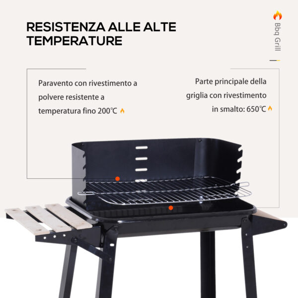 Griglia a Carbone Barbecue Picnic Altezza regolabile Nero 87x 45 x 83 cm