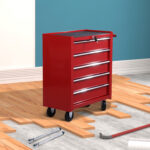 Carrello Cassettiera Porta Utensili per officina, rosso, 67.5x33x77cm