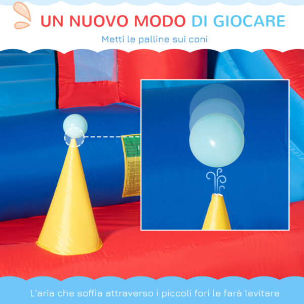 Castello Gonfiabile per Bambini con Scivolo, Trampolino, Piscina e Parete da Arrampicata