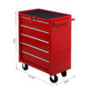 Carrello Cassettiera Porta Utensili per officina, rosso, 67.5x33x77cm