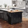 Carrello da Cucina Portavivande con Cassetti, Armadietti e Portaspezie, in Legno e MDF, 111x44.5x82.5 cm, Nero