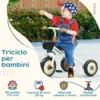 Triciclo per Bambini da 2-5 Anni con Seduta Regolabile e Campanello, Bianco