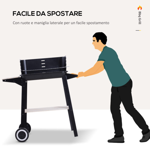 Griglia a Carbone Barbecue Picnic Altezza regolabile Nero 87x 45 x 83 cm