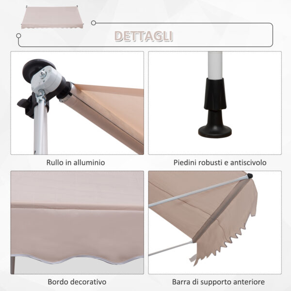 Tenda da Sole Avvolgibile Autoportante Beige 300×150cm