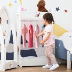 Appendiabiti in legno per Bambini con Ripiani e Ganci Laterali, 63x37x103cm, Bianco