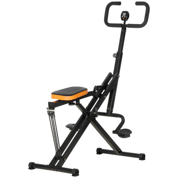 Total Crunch Fitness Pieghevole con Monitor LCD e Seduta Regolabile, in Acciaio e PU, 90x63x124-136 cm