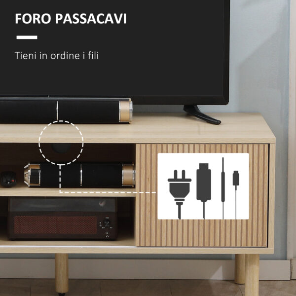 Mobile Porta TV fino a 50" con Vani Aperti e Armadietti con Anta Scorrevole, 115x40x49cm