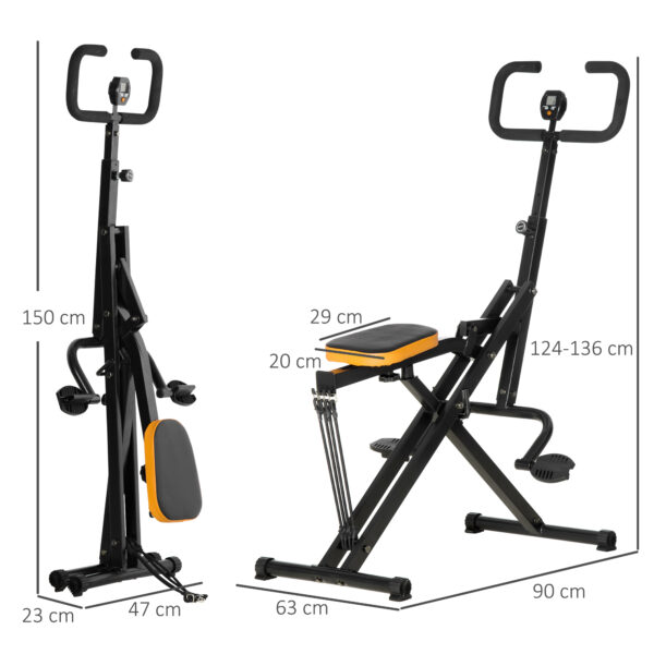 Total Crunch Fitness Pieghevole con Monitor LCD e Seduta Regolabile, in Acciaio e PU, 90x63x124-136 cm