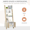 Mobile Libreria a Scala con 3 Mensole e Armadietto, Scaffale Moderno Stile Nordico in Legno, 60x40x171cm, Rovere e Bianco