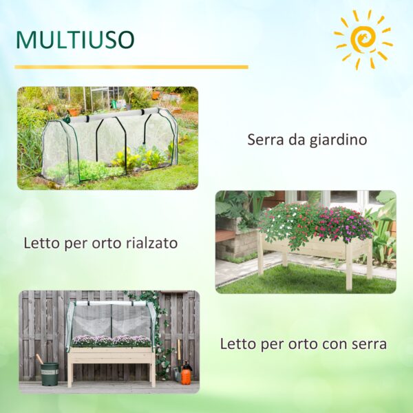 Letto per Orto in Cassetta con Serra da Giardino, Portapiante da Esterno in Legno e PE per Fiori e Verdure