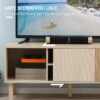 Mobile Porta TV fino a 50" con Vani Aperti e Armadietti con Anta Scorrevole, 115x40x49cm