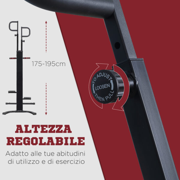 Vertical Climber con Monitor LCD e Altezza Regolabile, Arrampicatore in Acciaio e ABS, 100x60x175-195 cm, Nero