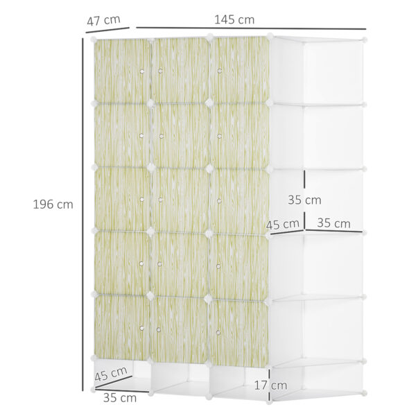 Mobile Scarpiera Modulare Salvaspazio per Interni con Design Impilabile, Pannelli a Cubo e a Triangolo in PP e Acciaio, 145x47x196cm, Bianco