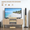 Mobile Porta TV fino a 50" con Vani Aperti e Armadietti con Anta Scorrevole, 115x40x49cm