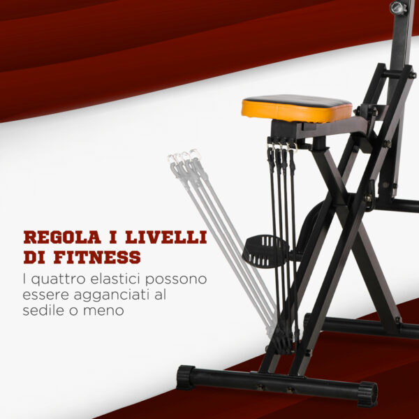 Total Crunch Fitness Pieghevole con Monitor LCD e Seduta Regolabile, in Acciaio e PU, 90x63x124-136 cm