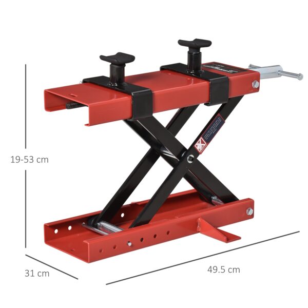 Cavalletto Alzamoto a Forbice Centrale Regolabile Fino 500kg in Metallo Rosso