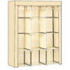 Armadio in Tessuto con 8 Ripiani e 2 Barre, Guardaroba Portatile con Porta Avvolgibile, 125x43x162.5cm, Beige