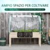 Letto per Orto in Cassetta con Serra da Giardino, Portapiante da Esterno in Legno e PE per Fiori e Verdure