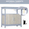 Mobile Sottolavabo Bagno con Armadietto e Ripiano Aperto, 60x30x62cm, Grigio e Legno Naturale