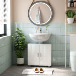 Mobile Sotto Lavabo Bagno a U con 2 Ante e Ripiano Interno Regolabile, 60x30x60cm