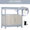 Mobile Sottolavabo Bagno con Armadietto e Ripiano Aperto, 60x30x62cm, Grigio e Legno Naturale