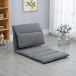 Poltrona da Terra con Schienale Reclinabile in Tessuto, 71x72x60cm, Grigio Scuro