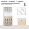 Credenza Cucina in Legno con 2 Cassetti, Armadietti con Ante in Vetro, 80x40x180cm