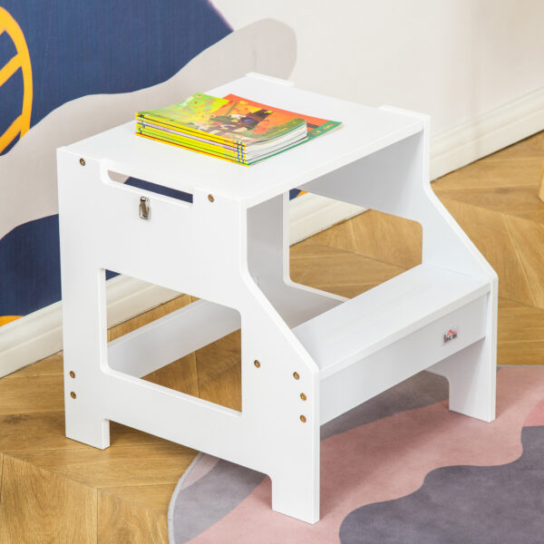 Scala Montessori 2 in 1 in MDF Staccabile, con Sgabello, Lavagna Inclusi, per Bambini 3-6 Anni, Bianco