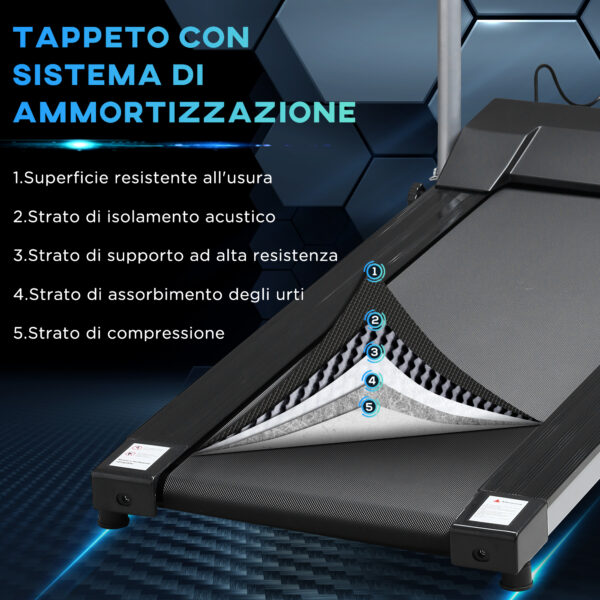 Tapis Roulant Elettrico e tapirulan salvaspazio Pieghevole con Schermo LCD Motore 500W Velocità 10km/h