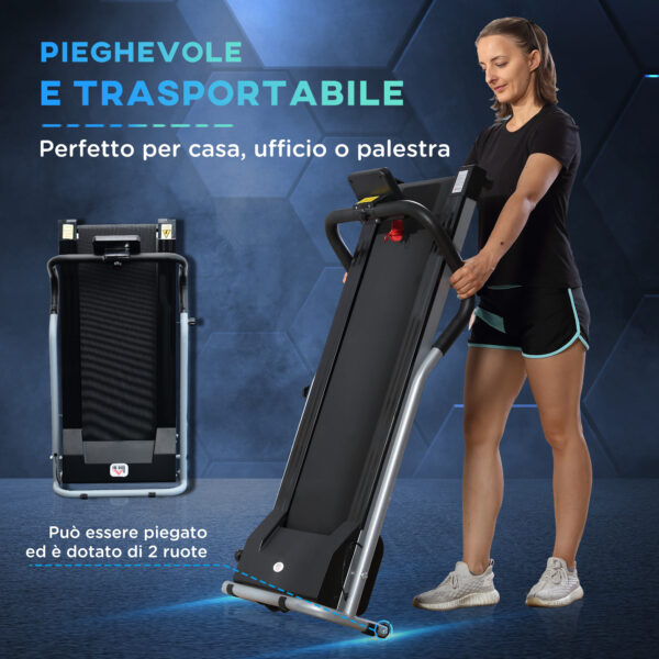 Tapis Roulant Elettrico e tapirulan salvaspazio Pieghevole con Schermo LCD Motore 500W Velocità 10km/h